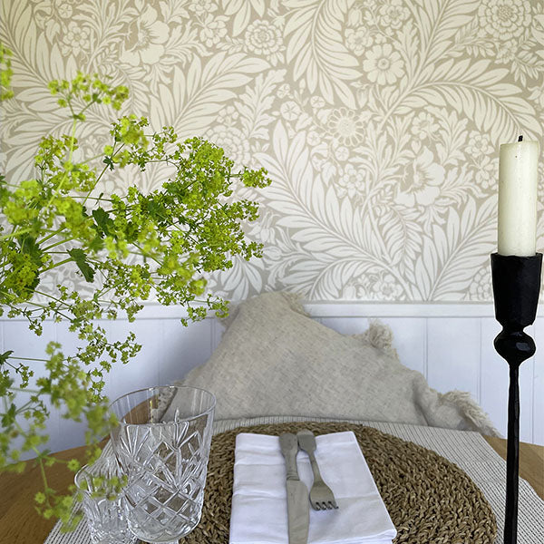 Purchase BG722 Brewster Wallpaper, Florence Neutral Leaf - Belgravia Decor12