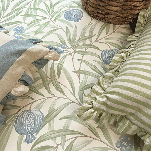 Purchase BG9611 Brewster Wallpaper, Elena Blue Pomegranate - Belgravia Decor12