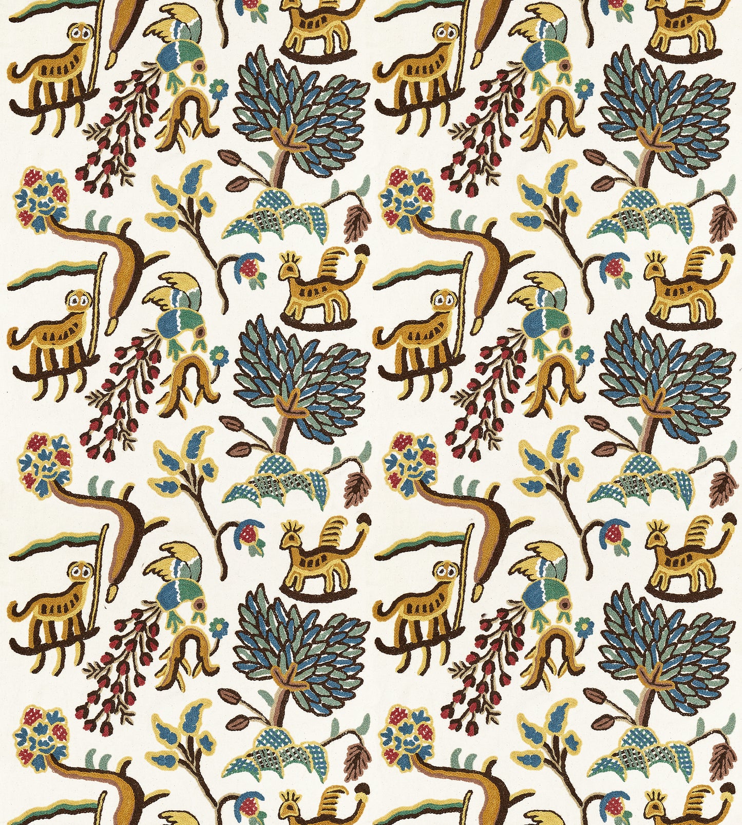 Purchase Old World Weavers Fabric SKU BH 00010031, Fables - Jawahar Crewel Blue / Multi 2