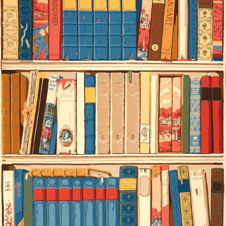 Purchase Br-69080-195 Bibliotheque, Red/Blue - Brunschwig & Fils Wallpaper - Br-69080.195.0