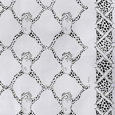 Sample BR-69230.000 Frog Treillage On Vinyl Black and White Brunschwig and Fils
