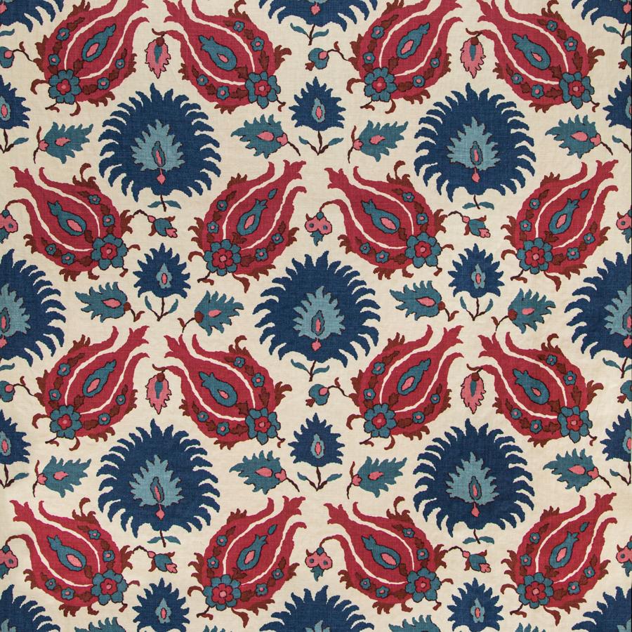 Find BR-700020-5019 Kashmiri Linen Print Navy/Berry Ethnic by Brunschwig & Fils Fabric