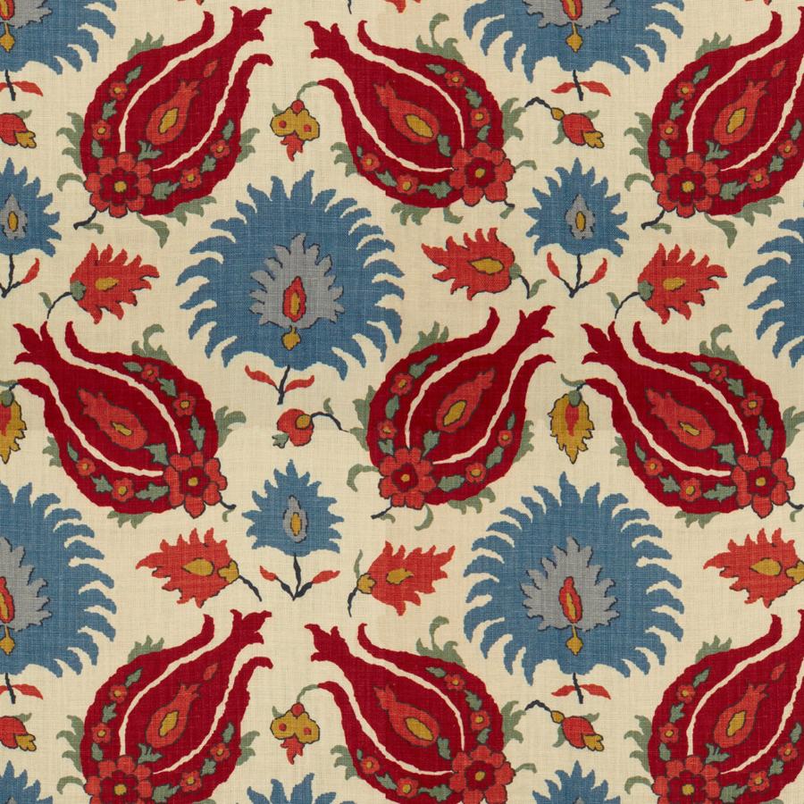Purchase BR-700020-176 Kashmiri Linen Print Pomegranate/Blue Ethnic by Brunschwig & Fils Fabric