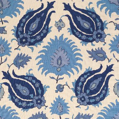 Sample BR-700020-278 Kashmiri Linen Print Sapphire Blue Ethnic Brunschwig and Fils Fabric