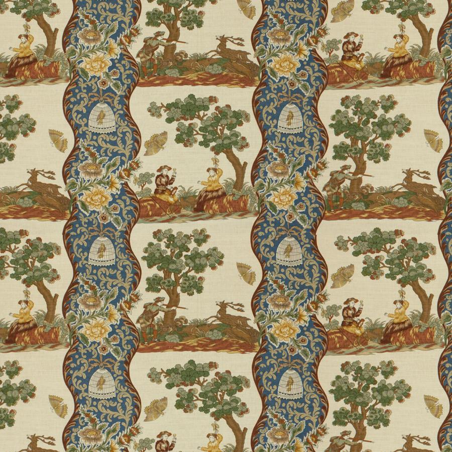 Shop BR-71557-222 Plougastel Linen & Cotton Print Blue Modern Chinoiserie by Brunschwig & Fils Fabric