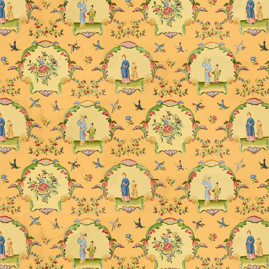 Save BR-71613.02.0 Ecole Chinoise Yellow/Gold Modern Chinoiserie by Brunschwig & Fils Fabric