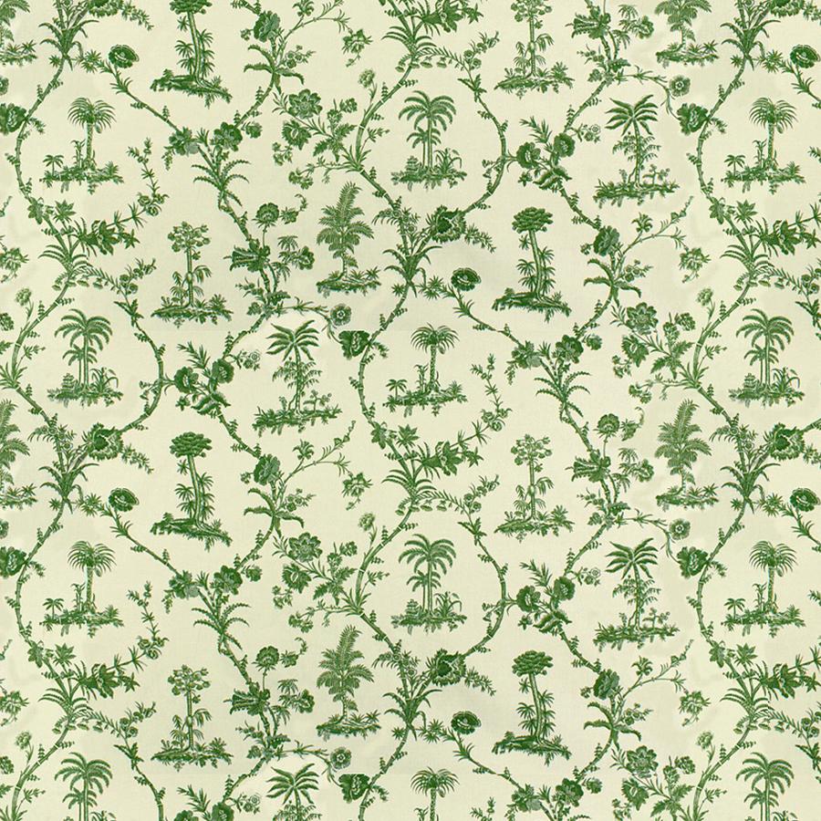 Looking BR-79250-435 West Indies Toile Cotton Print Green On White Botanical by Brunschwig & Fils Fabric