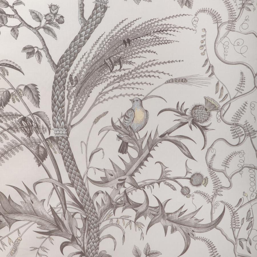 Sample BR-79431-11 Bird And Thistle Cotton Print Gray Toile Brunschwig and Fils Fabric