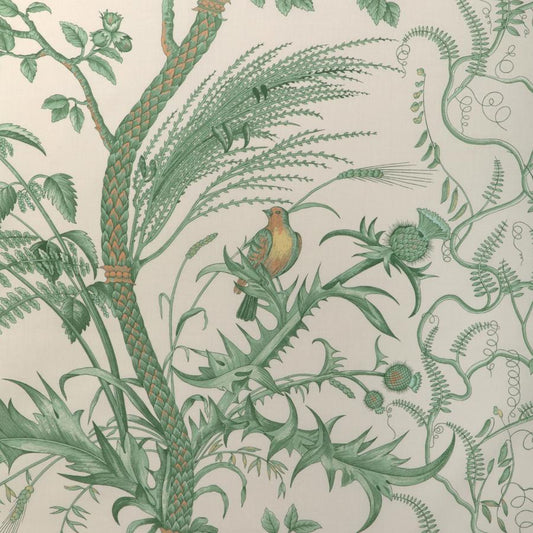 Select BR-79431-435 Bird And Thistle Cotton Print Green Toile by Brunschwig & Fils Fabric