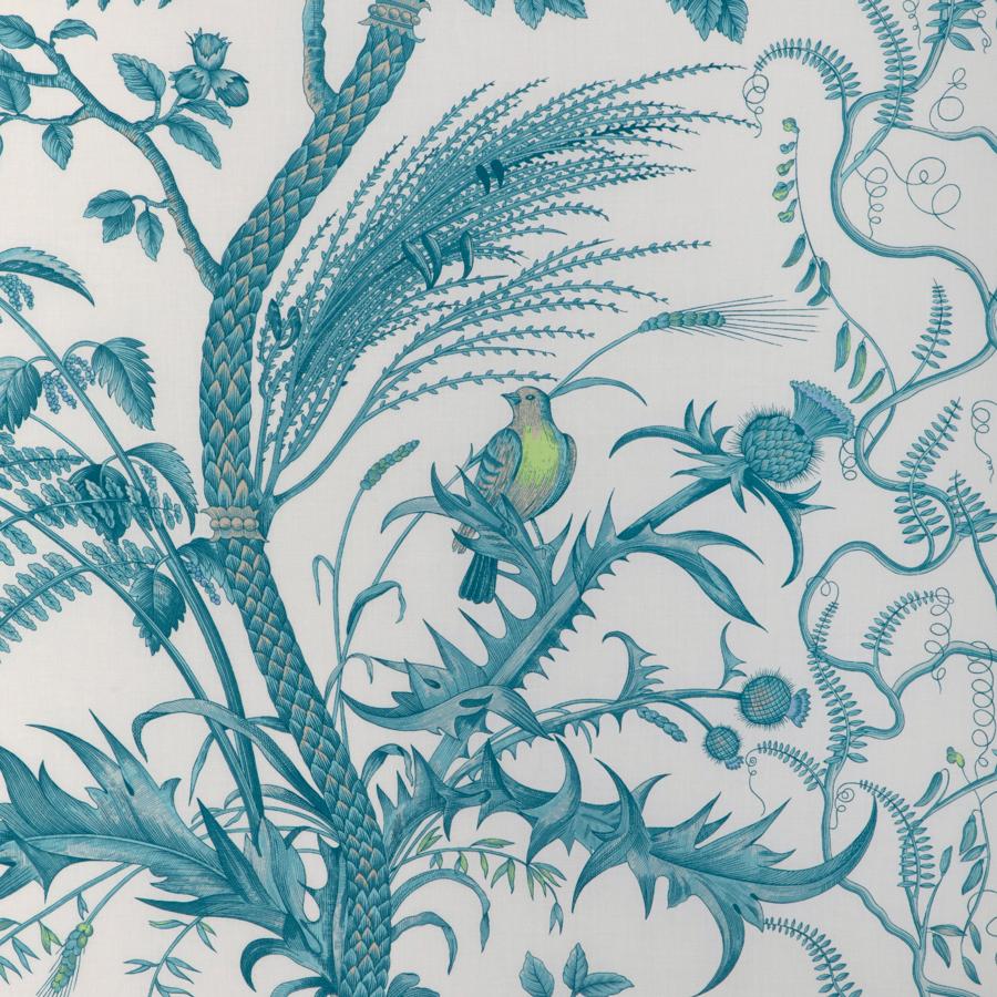 Save BR-79431-513 Bird And Thistle Cotton Print Aqua Toile by Brunschwig & Fils Fabric