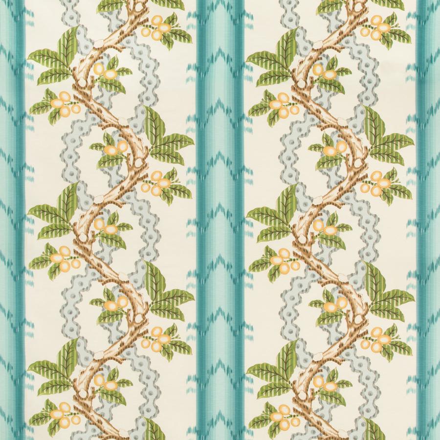Sample BR-79510-13 Josselin Cotton And Linen Print Aqua/Mist Botanical Brunschwig and Fils Fabric