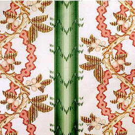 Sample BR-79510-449 Josselin Cotton And Linen Print Cypress And Coral Botanical Brunschwig and Fils Fabric