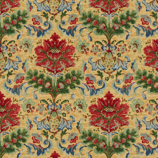 Order BR-79574-335 Windsor Damask Cotton & Linen Print Red On Topaz Damask by Brunschwig & Fils Fabric