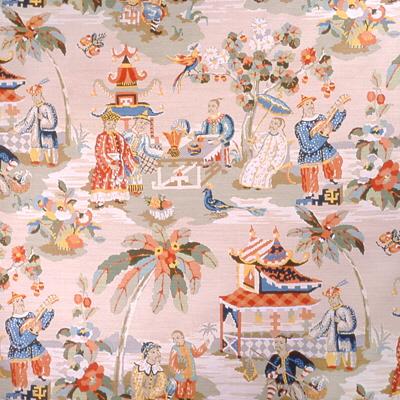 Sample BR-79601.014.0 Xian Linen and Cotton Print Beige Modern Chinoiserie Brunschwig and Fils Fabric