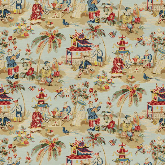 View BR-79601-207 Xian Linen & Cotton Print Sky Modern Chinoiserie by Brunschwig & Fils Fabric