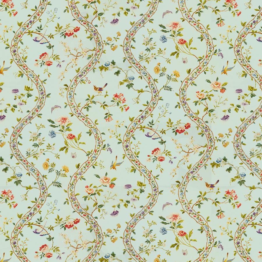 Sample BR-79681-205 Silk Road Cotton Print Opal Botanical Brunschwig and Fils Fabric