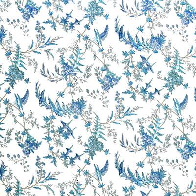 Acquire BR-79742-203 Edith S Reverie Cotton Print Camaieu Blue Botanical by Brunschwig & Fils Fabric