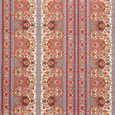 Sample BR-79743-634 Digby S Tent Linen and Cotton Print Coral Ethnic Brunschwig and Fils Fabric