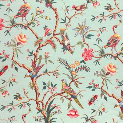 Sample BR-79748-403 Birds Of A Feather Linen and Cotton Print C Eladon Botanical Brunschwig and Fils Fabric