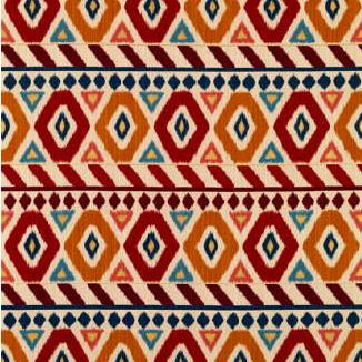 View BR-79786-147 Uzbek Linen And Cotton Print Red/Gold/Blue Ikat by Brunschwig & Fils Fabric
