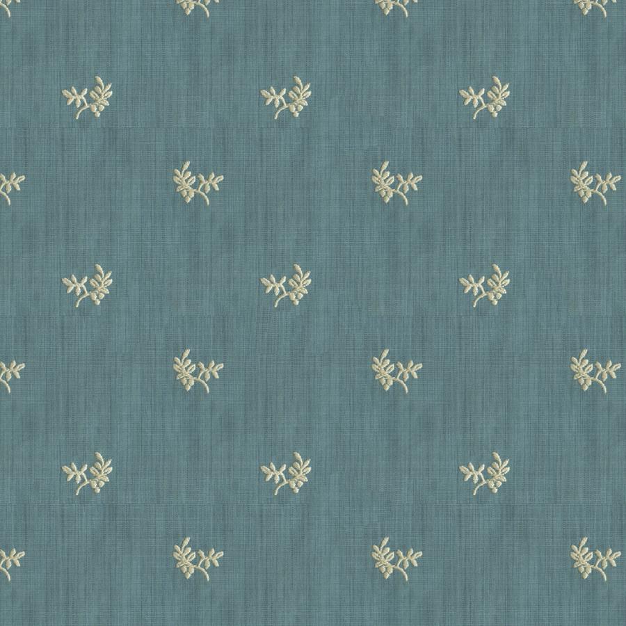 Sample BR-800054-244 Bayberry Strie Oxford Blue Botanical Brunschwig and Fils Fabric
