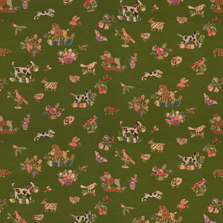 Sample BR-89477-428 Animalitos Woven Tapestry Patio Green Brunschwig and Fils Fabric