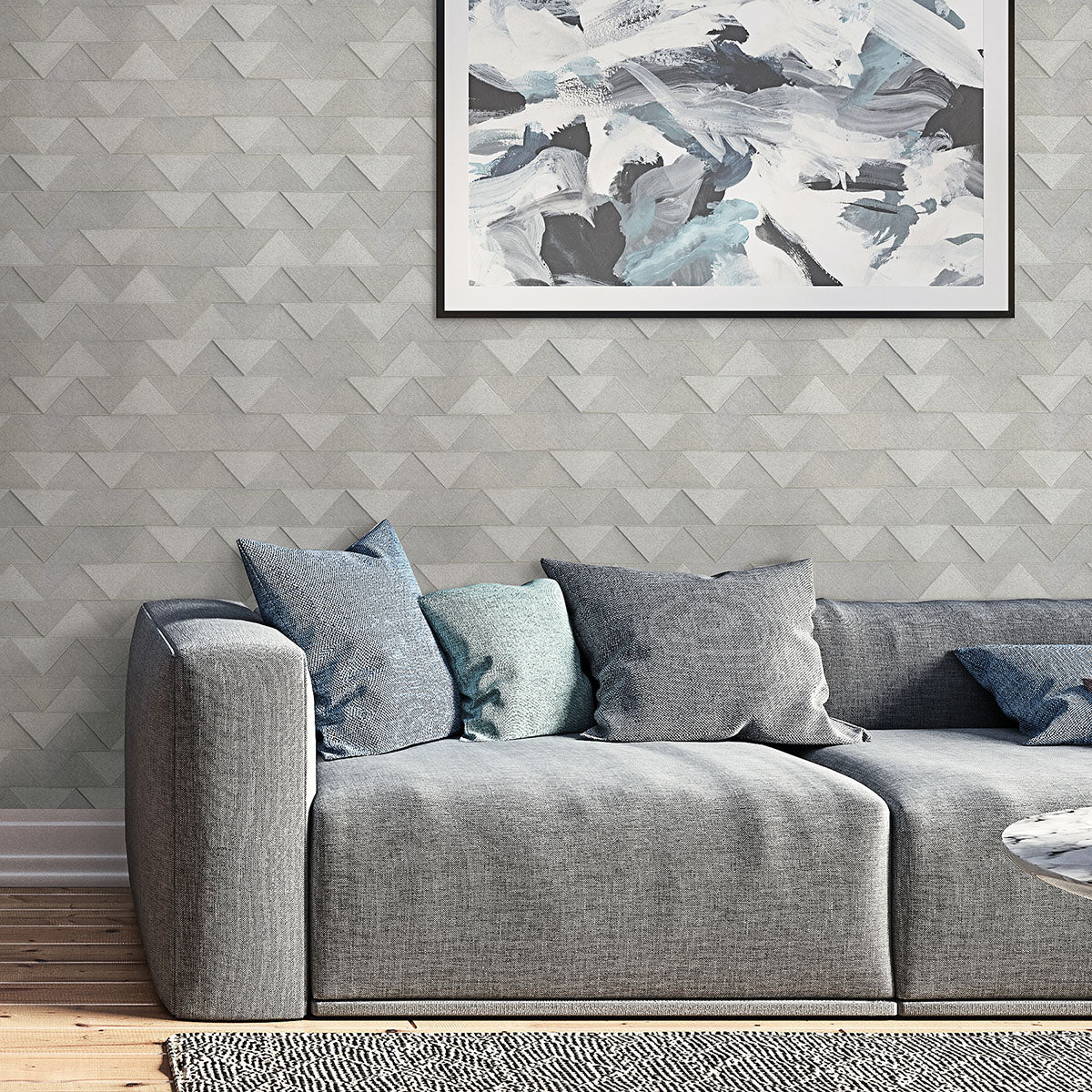 Purchase C88610 Brewster Wallpaper, Matrix Grey Triangle - Medley1
