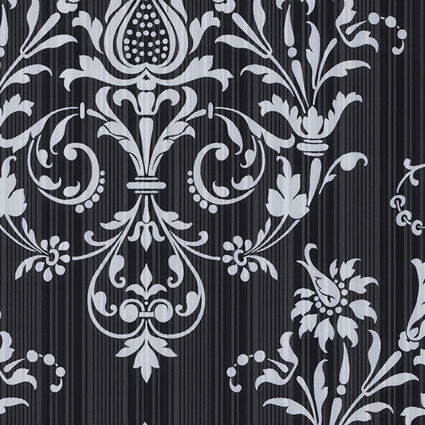 Purchase Cs27361 | Classic Silks 2, Black Damask - Norwall Wallpaper