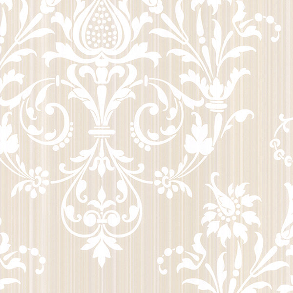 Purchase Cs27364 | Classic Silks 2, Beige Damask - Norwall Wallpaper