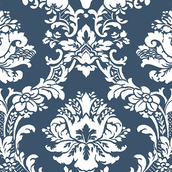 Purchase Cs35600 | Classic Silks 2, Blue Damask - Norwall Wallpaper