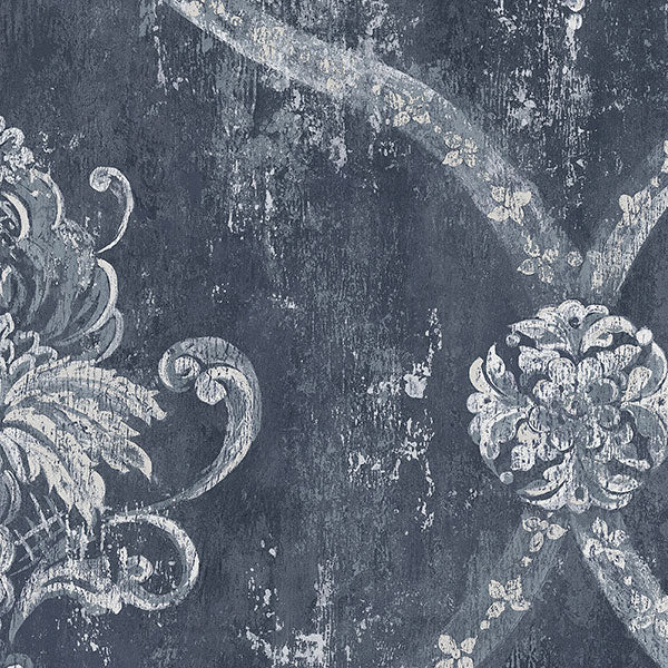 Purchase Cs35601 | Classic Silks 2, Blue Damask - Norwall Wallpaper