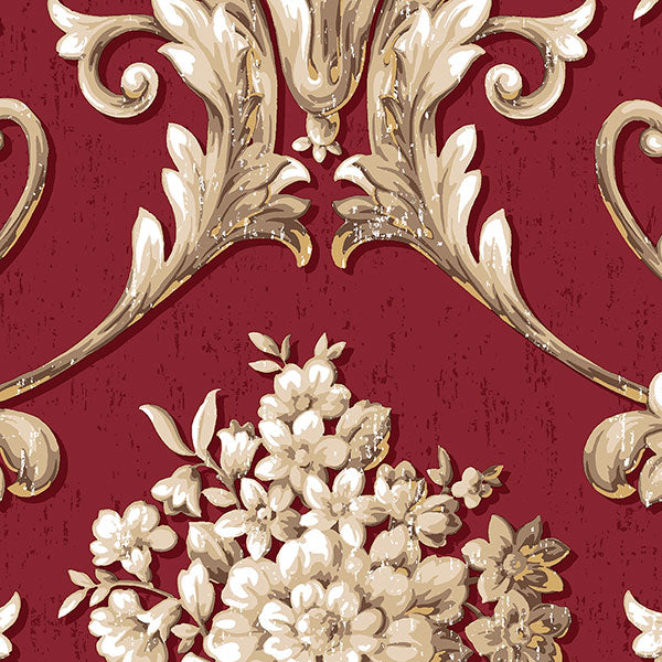 Purchase Cs35622 | Classic Silks 2, Red Damask - Norwall Wallpaper