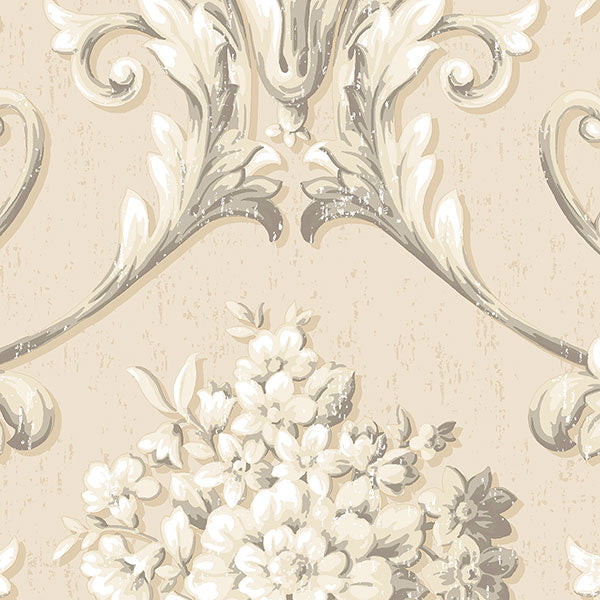 Purchase Cs35624 | Classic Silks 2, Beige Damask - Norwall Wallpaper