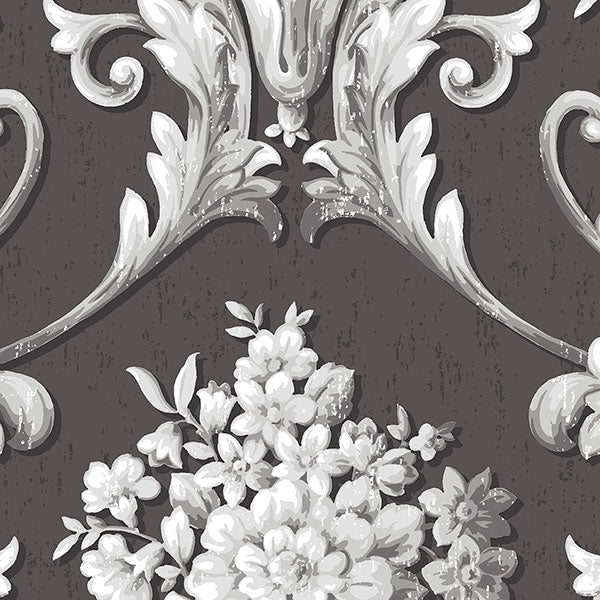 Purchase Cs35625 | Classic Silks 2, Grey Damask - Norwall Wallpaper