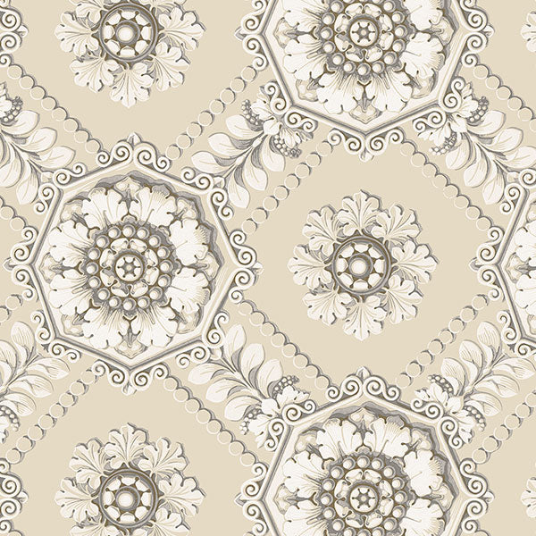 Purchase Cs35628 | Classic Silks 2, Beige Damask - Norwall Wallpaper
