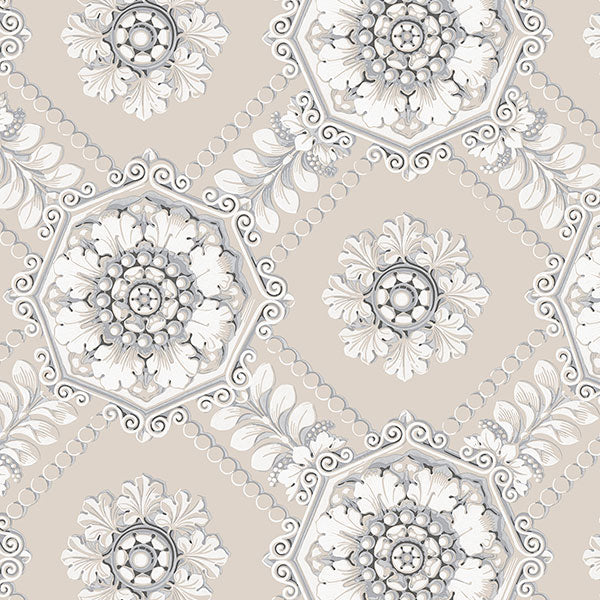 Purchase Cs35629 | Classic Silks 2, Beige Damask - Norwall Wallpaper