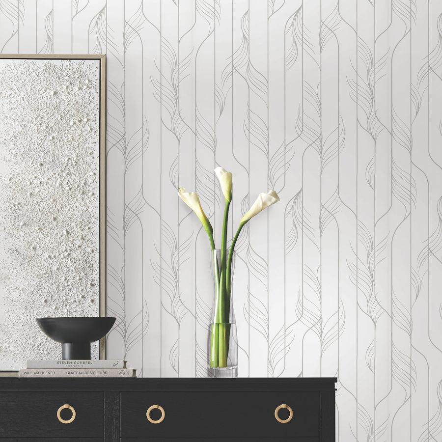 Purchase Df3302 | Decadence Ii, Elemental Thread White & Silver - Candice Olson Wallpaper