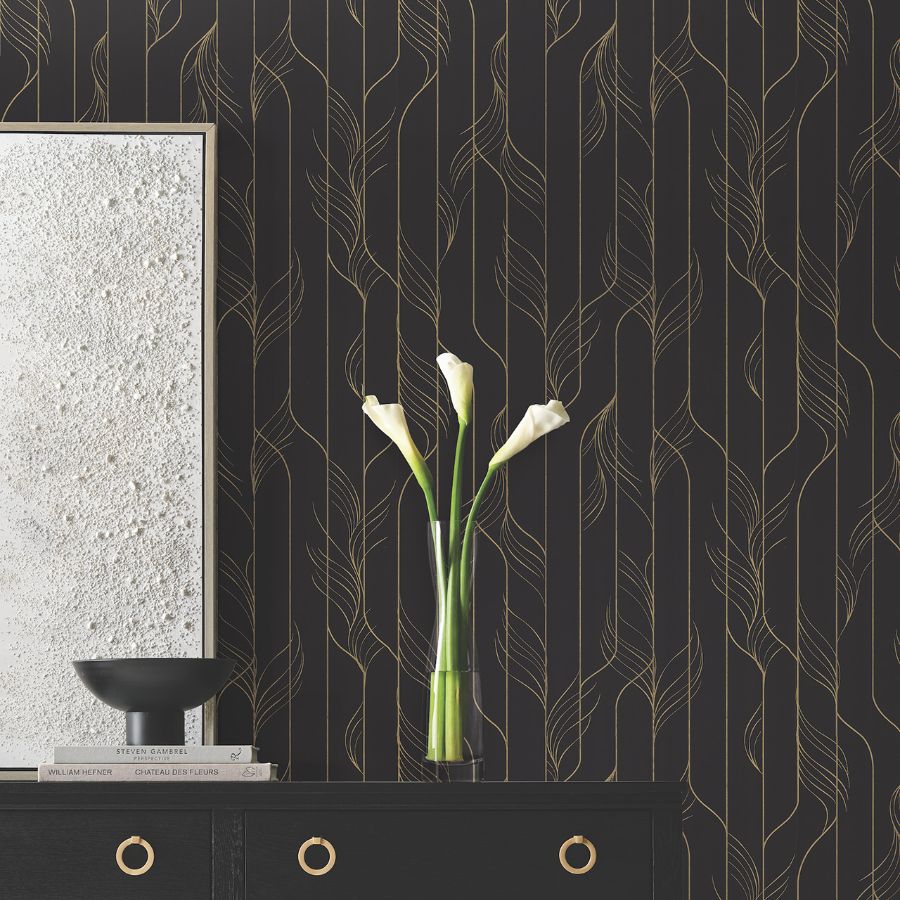 Purchase Df3305 | Decadence Ii, Elemental Thread Black & Gold - Candice Olson Wallpaper