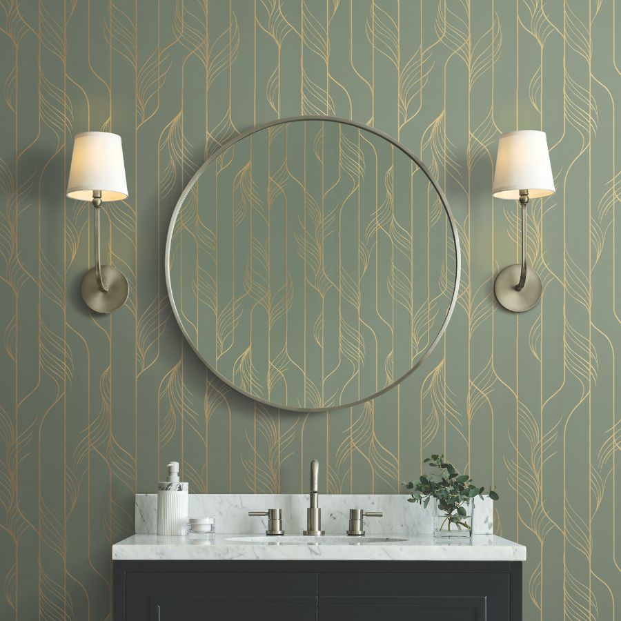 Purchase Df3306 | Decadence Ii, Elemental Thread Green & Gold - Candice Olson Wallpaper