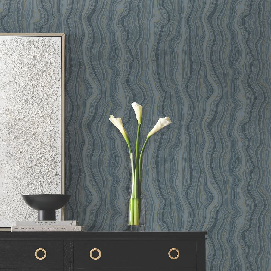 Purchase Df3321 | Decadence Ii, Mineral Shimmer Denim & Gold - Candice Olson Wallpaper