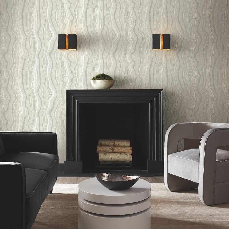 Purchase Df3323 | Decadence Ii, Mineral Shimmer Gray & Pearl - Candice Olson Wallpaper