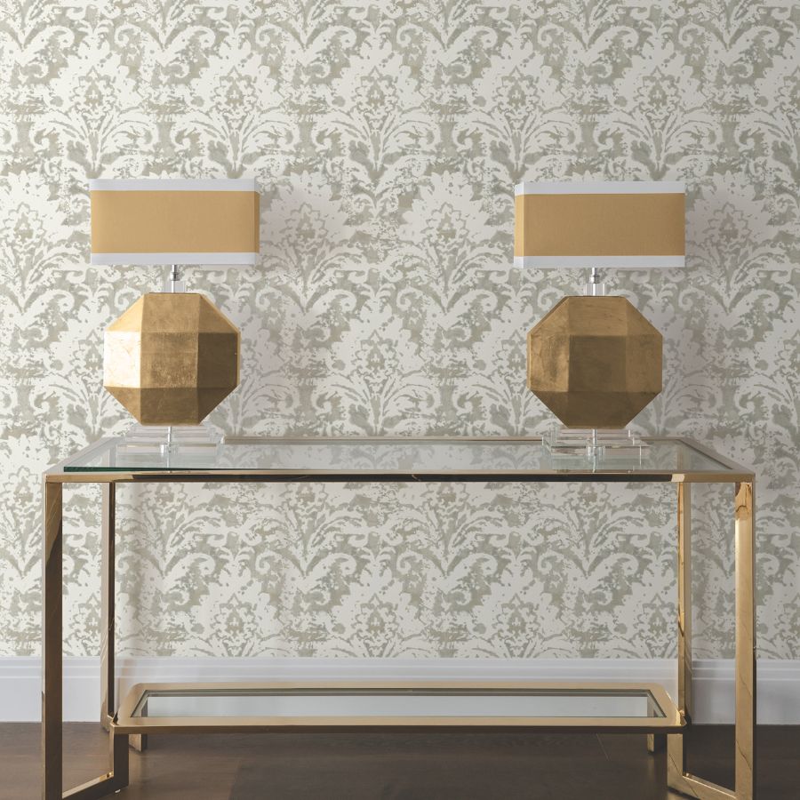 Purchase Df3333 | Decadence Ii, Velvet Crush Damask Soft Neutral & Pearl - Candice Olson Wallpaper