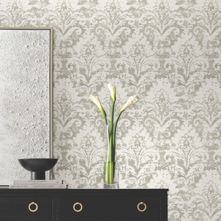 Purchase Df3333 | Decadence Ii, Velvet Crush Damask Soft Neutral & Pearl - Candice Olson Wallpaper