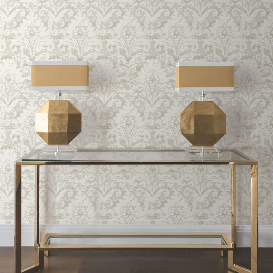 Purchase Df3334 | Decadence Ii, Velvet Crush Damask Cream & Pearl - Candice Olson Wallpaper