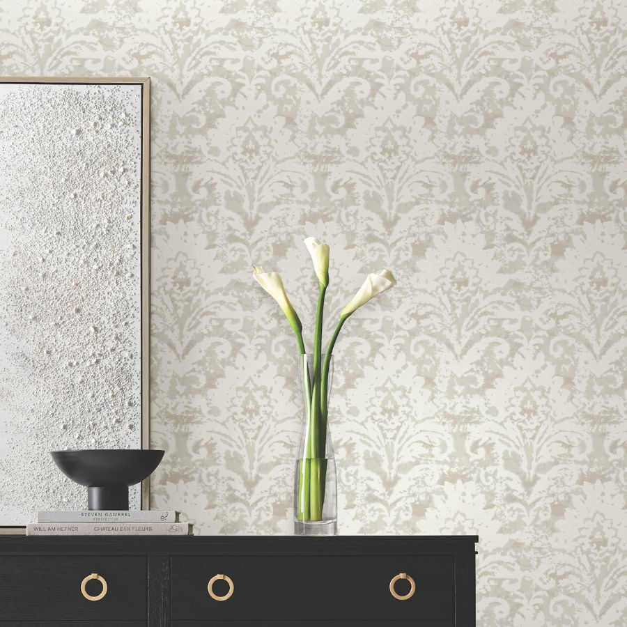 Purchase Df3334 | Decadence Ii, Velvet Crush Damask Cream & Pearl - Candice Olson Wallpaper