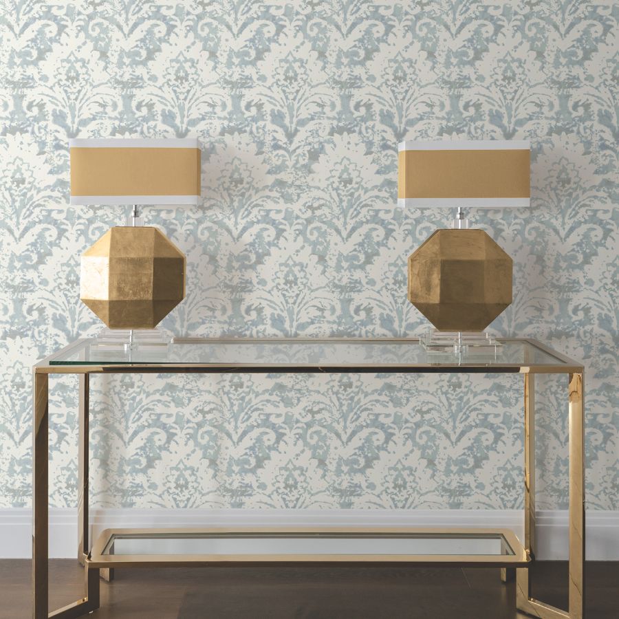 Purchase Df3335 | Decadence Ii, Velvet Crush Damask Blue & Pearl - Candice Olson Wallpaper