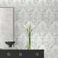 Purchase Df3335 | Decadence Ii, Velvet Crush Damask Blue & Pearl - Candice Olson Wallpaper