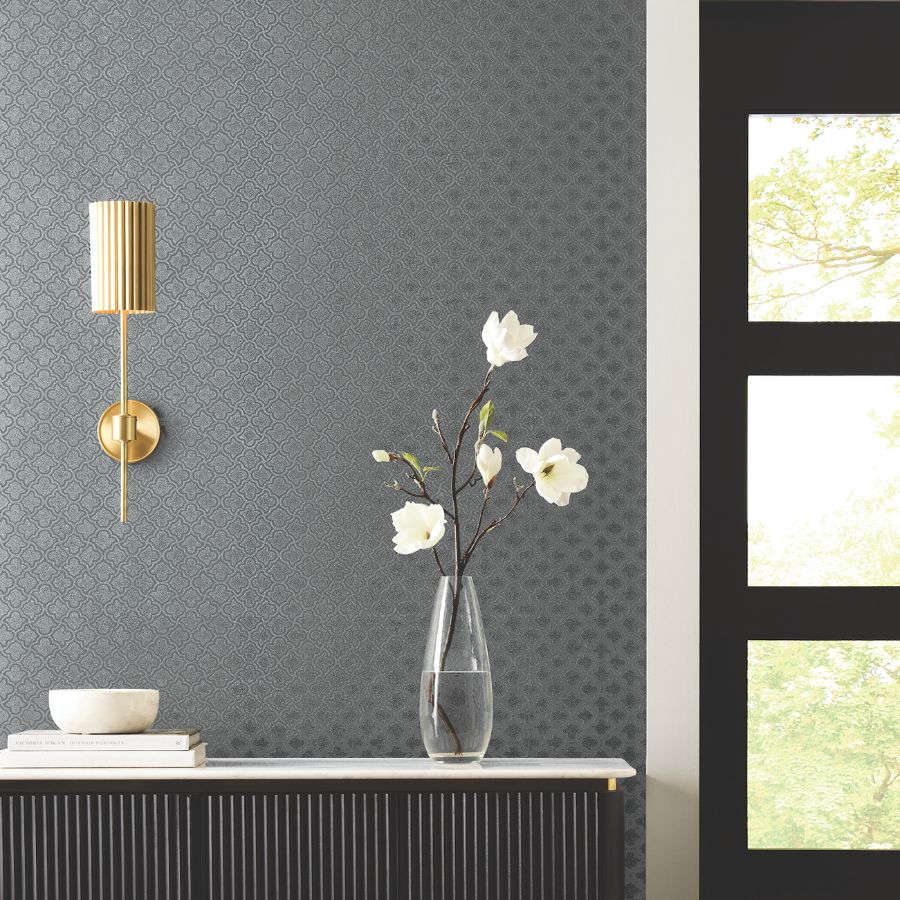 Purchase Df3338 | Decadence Ii, Uptown Glam Charcoal - Candice Olson Wallpaper