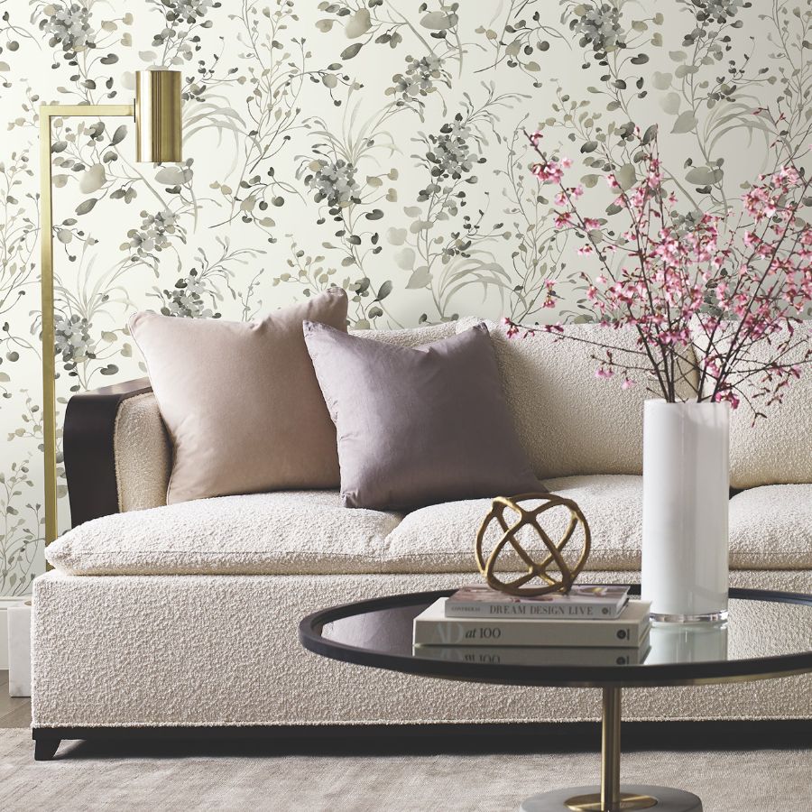 Purchase Df3342 | Decadence Ii, Spring Whispers Charcoal - Candice Olson Wallpaper