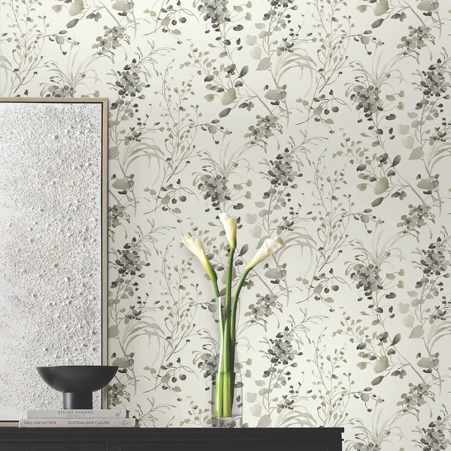 Purchase Df3342 | Decadence Ii, Spring Whispers Charcoal - Candice Olson Wallpaper